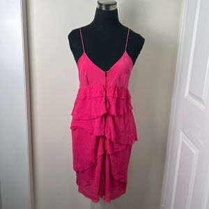 Aritzia Wilfred Free Pink Silk Raw Hem Frayed Dress Size 6